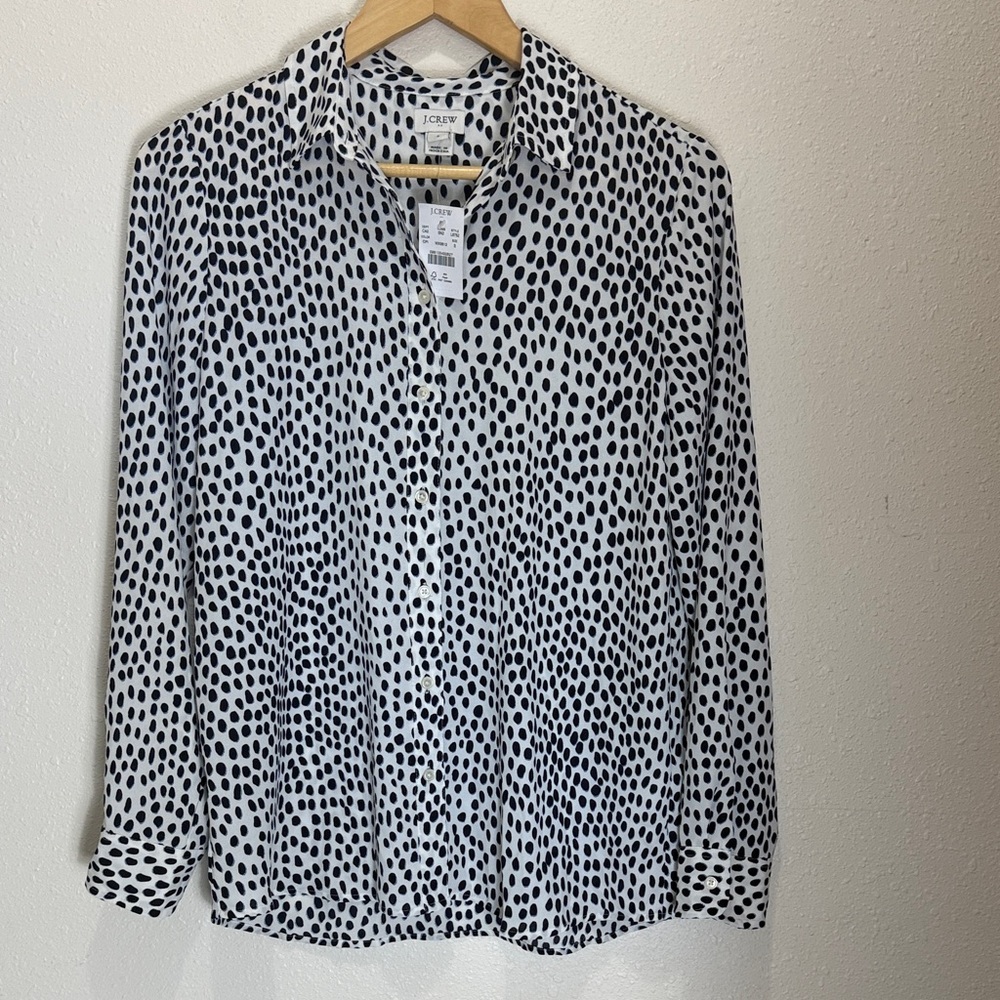 J.Crew Black and White Patterned Blouse, Size S